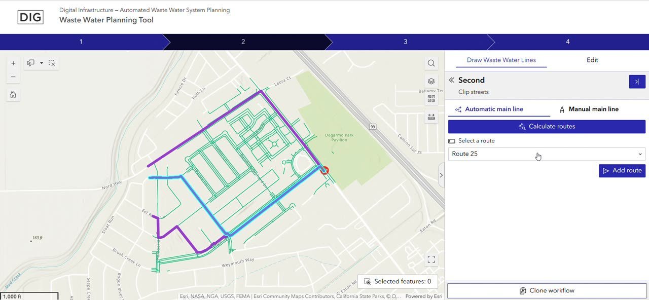DIG automatic main-line route options